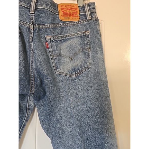 VTG Levi's 501 XX Jeans 34x35 Made in USA 90s Button Fly Blue Denim Pants - Picture 9 of 16